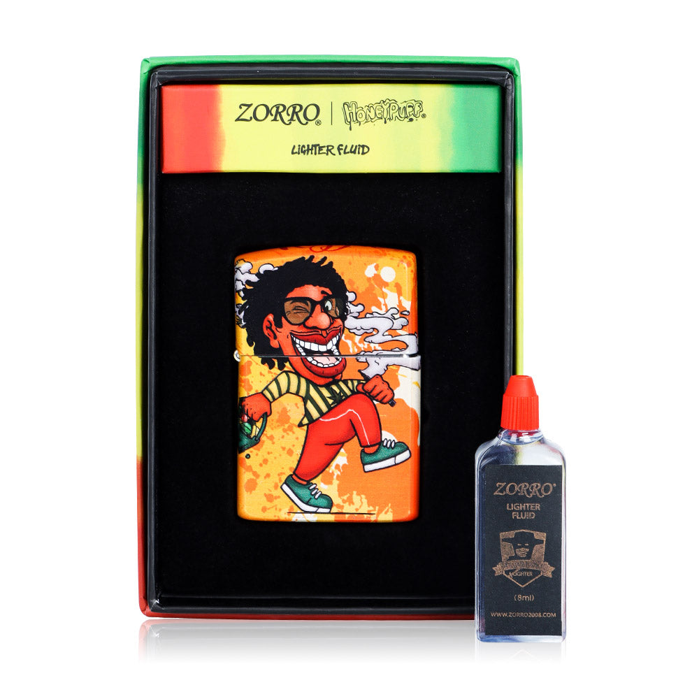 HONEYPUFF Windproof Smoking Cigarette Lighter, Chrome Metal Lighters, Rasta Style Lighter
