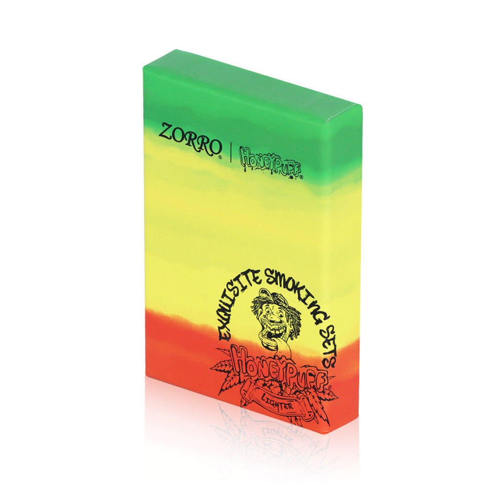HONEYPUFF Windproof Smoking Cigarette Lighter, Chrome Metal Lighters, Rasta Style Lighter