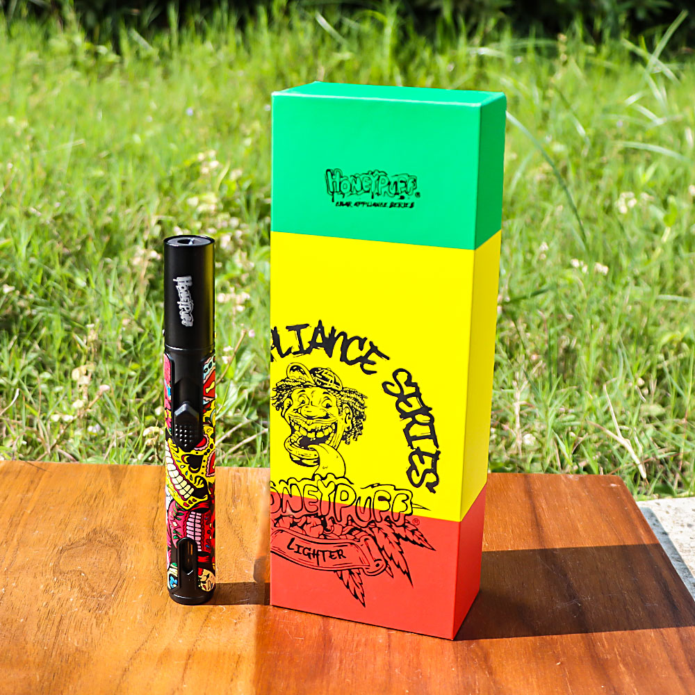 HONEYPUFF Windproof Charged Cigarette Lighter, Rasta Style Lighters, Creative Smoking Metal Lighter
