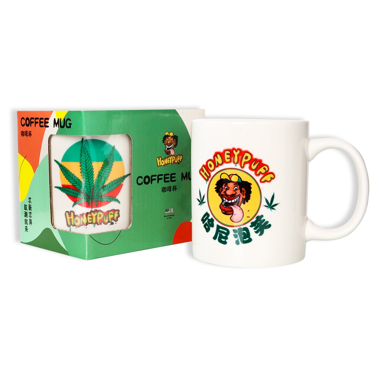 HONEYPUFF Large Ceramic Coffee Mug, 96 x 80 mm White Coffee Cup, Office And Home Living Tea Cup