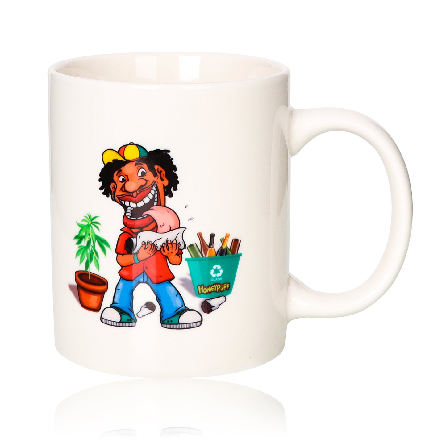 HONEYPUFF Large Ceramic Coffee Mug, 96 x 80 mm White Coffee Cup, Office And Home Living Tea Cup