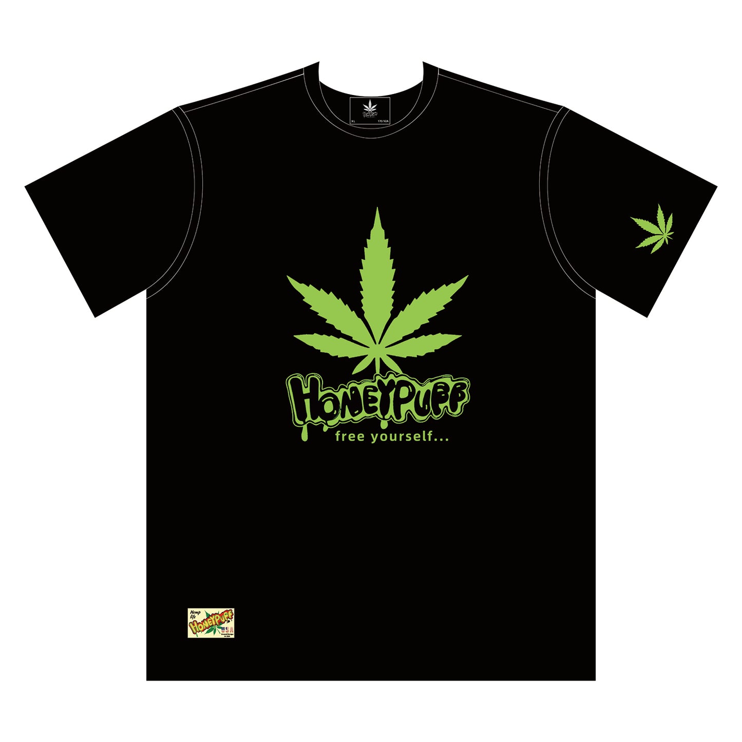 HONEYPUFF Men’s Black T Shirt, Comfortable Short Sleeve Shirt