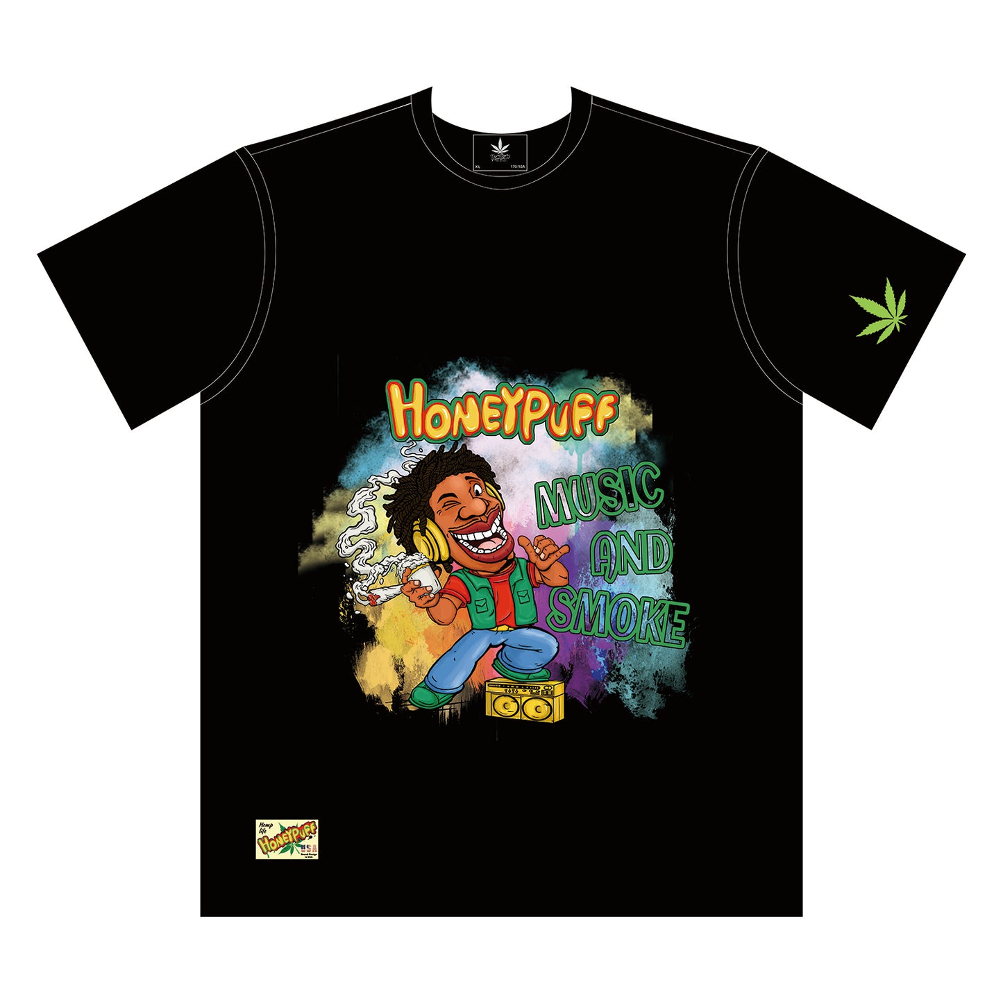 HONEYPUFF Men’s Black T Shirt, Comfortable Short Sleeve Shirt