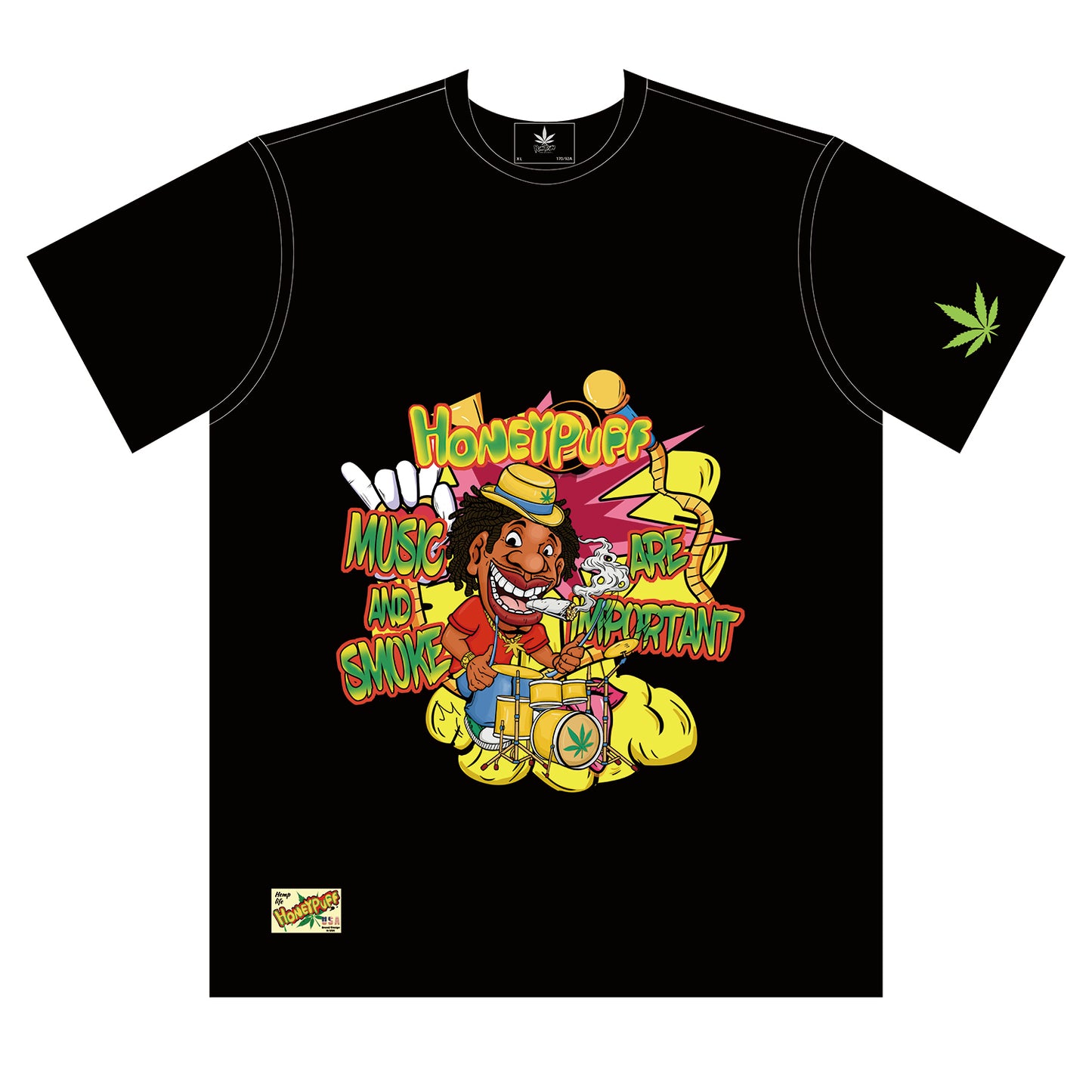 HONEYPUFF Men’s Black T Shirt, Comfortable Short Sleeve Shirt