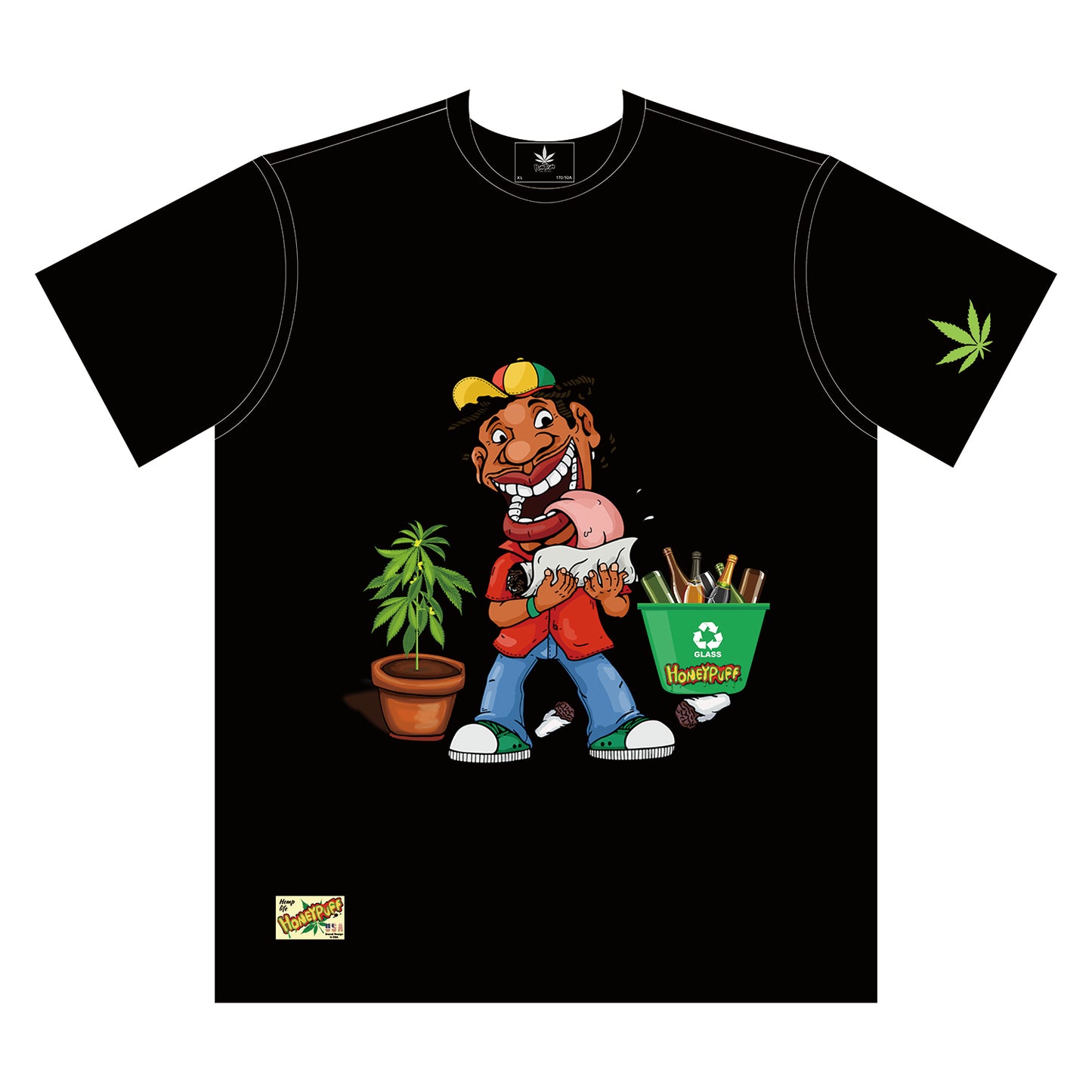 HONEYPUFF Men’s Black T Shirt, Comfortable Short Sleeve Shirt