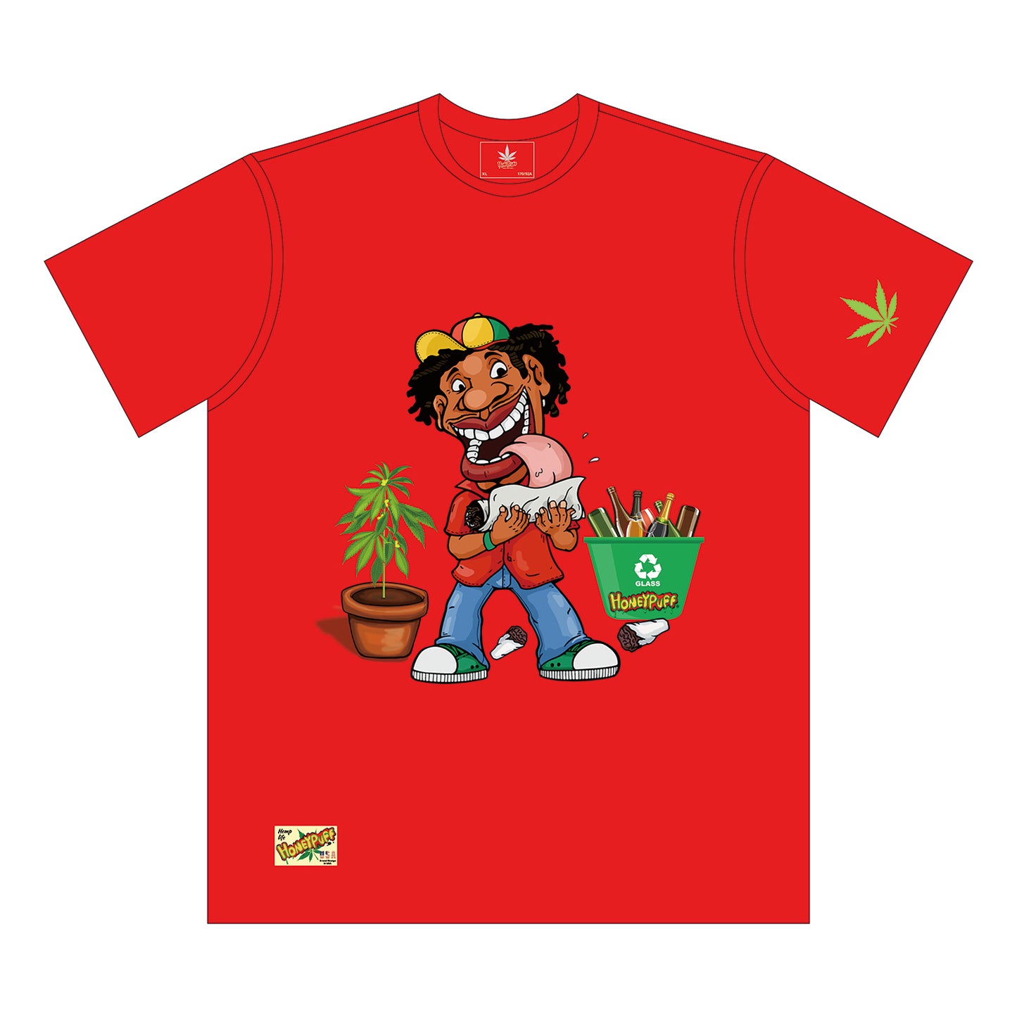 HONEYPUFF Men’s Red T Shirt, Comfortable Short Sleeve Shirt