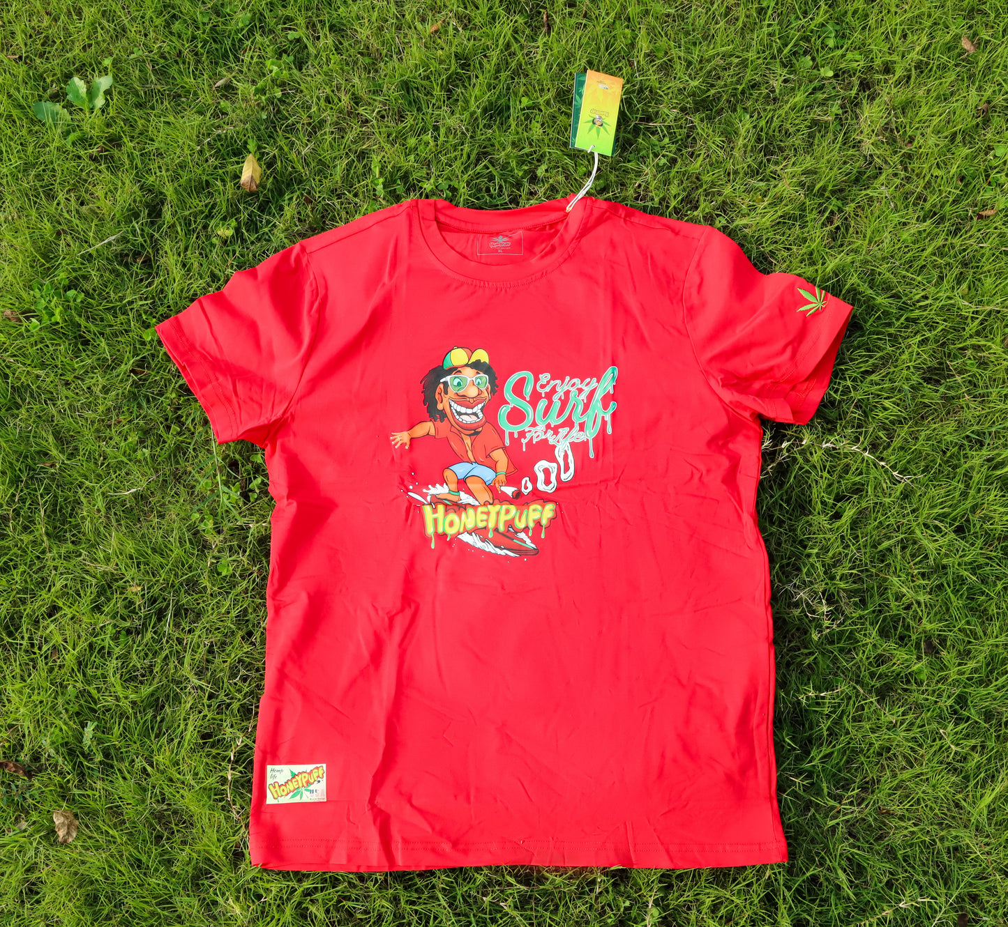 HONEYPUFF Men’s Red T Shirt, Comfortable Short Sleeve Shirt