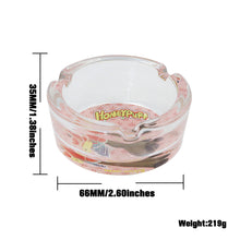 Load image into Gallery viewer, HONEYPUFF Decorative Clear Glass Ashtray, Portable Round Ash Trays, Tabletop Cigarette Ashtray with Cigarette Holder, Ø 66 mm High 35 mm Glass Ashtray, 6 PCS