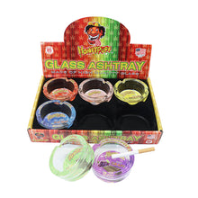 Load image into Gallery viewer, HONEYPUFF Decorative Clear Glass Ashtray, Portable Round Ash Trays, Tabletop Cigarette Ashtray with Cigarette Holder, Ø 66 mm High 35 mm Glass Ashtray, 6 PCS