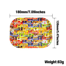 Load image into Gallery viewer, HONEYPUFF Tinplate Metal Rolling Tray, 7 x 5.4 Inches Small Size Rolling Trays, Portable Rolling Paper Tray