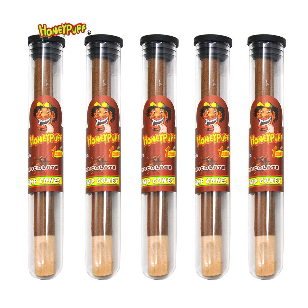 Cônes pré-roulés au chocolat Honeypuff 98 mm, cônes à rouler avec embouts en bois et porte-cigarette en verre, 1 tube, 24 tubes par boîte
