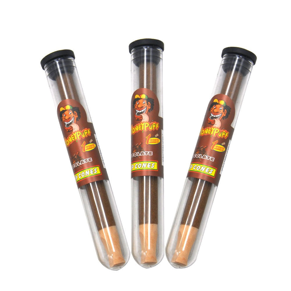 Cônes pré-roulés au chocolat Honeypuff 98 mm, cônes à rouler avec embouts en bois et porte-cigarette en verre, 1 tube, 24 tubes par boîte