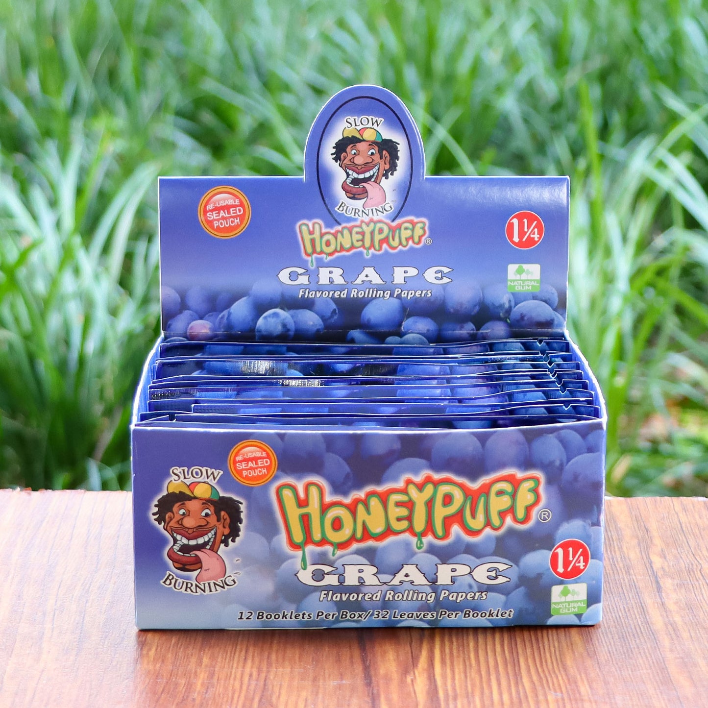 HONEYPUFF 1 1/4 Size Grape Flavored Rolling Papers, Slow Burning Cigarette Rolling Papers (50 PCS)