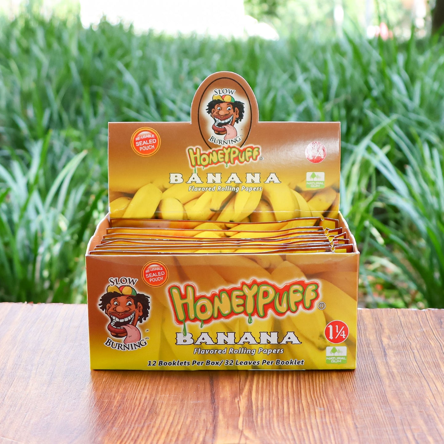HONEYPUFF 1 1/4 Size Banana Flavored Rolling Papers, Slow Burning Cigarette Rolling Papers (50 PCS)