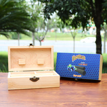 Load image into Gallery viewer, HONEYPUFF Handmade Tobacco Smoking Herb with Dark Blue Lid Cover, Lockable Wooden Box, 5.4” x 2.8” x 2.0” Size Storage Box
