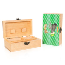 Load image into Gallery viewer, HONEYPUFF Handmade Tobacco Smoking Herb with Dark Green Lid Cover, Lockable Wooden Box, 5.4” x 2.8” x 2.0” Size Storage Box
