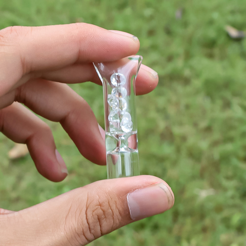 HONEYPUFF Diamond Beads Glass Smoking Filter Tips, 50 x 11 mm Filter Tips, Shatter Resistant Cigarette Filter Tip