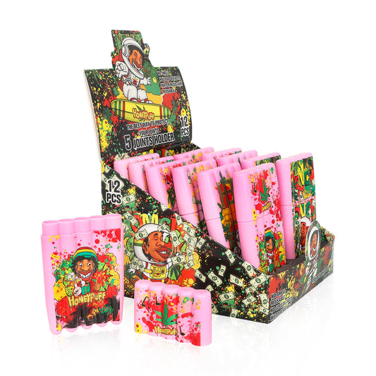 HONEYPUFF 5 Joint Holder, Smell Proof Pre Roll Cone Holder Case, 121 mm Pink Joint Case, 12 PCS / Box