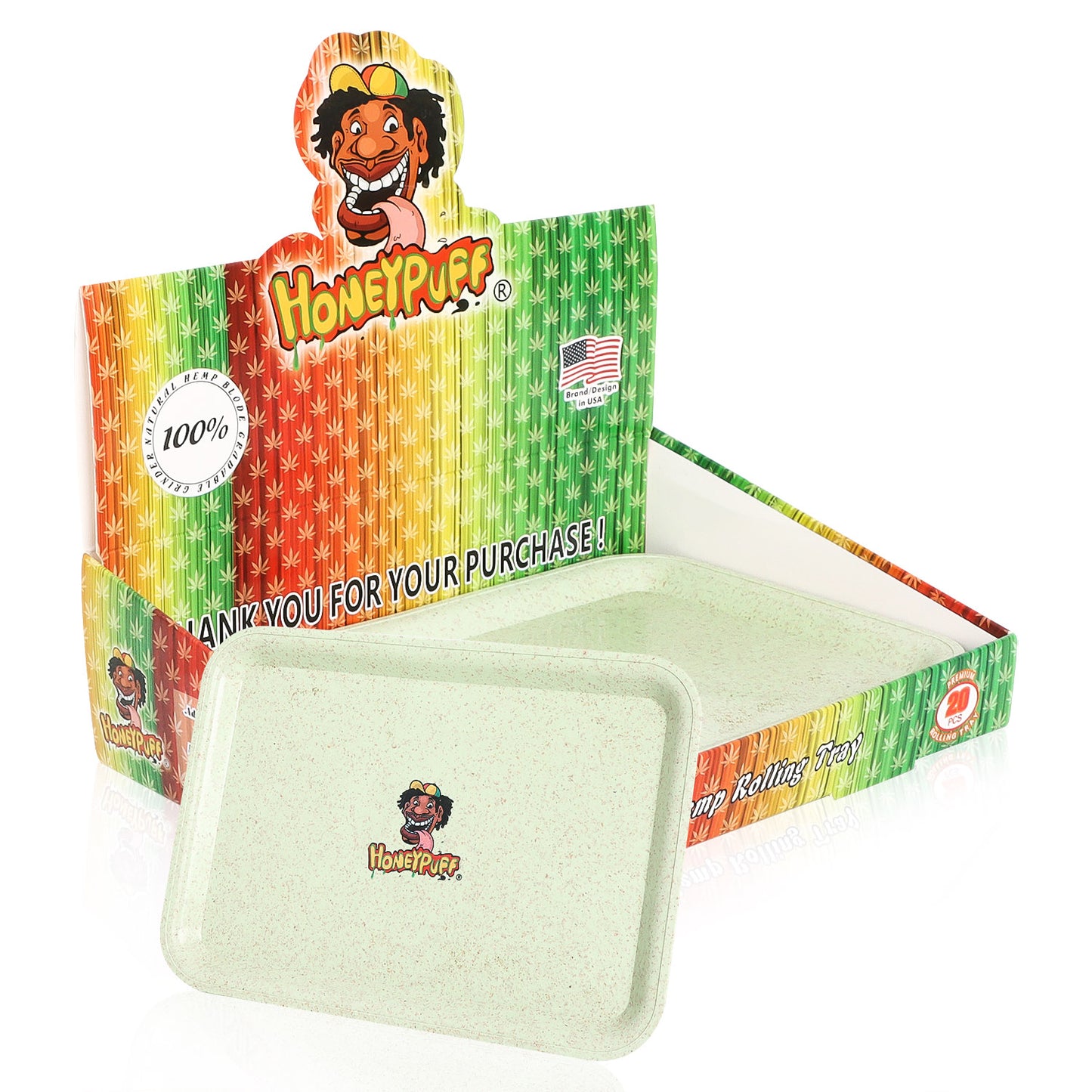 HONEYPUFF Biodegradable Plastic Rolling Tray, Material Plant Cigarette Rolling Tray, Smooth Round Edge Rolling Paper Tray