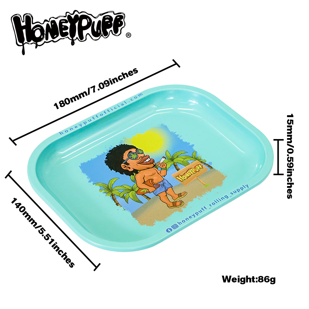 HONEYPUFF brand 180 * 140mm metal square with various designs rolling tray cigarette store accessories