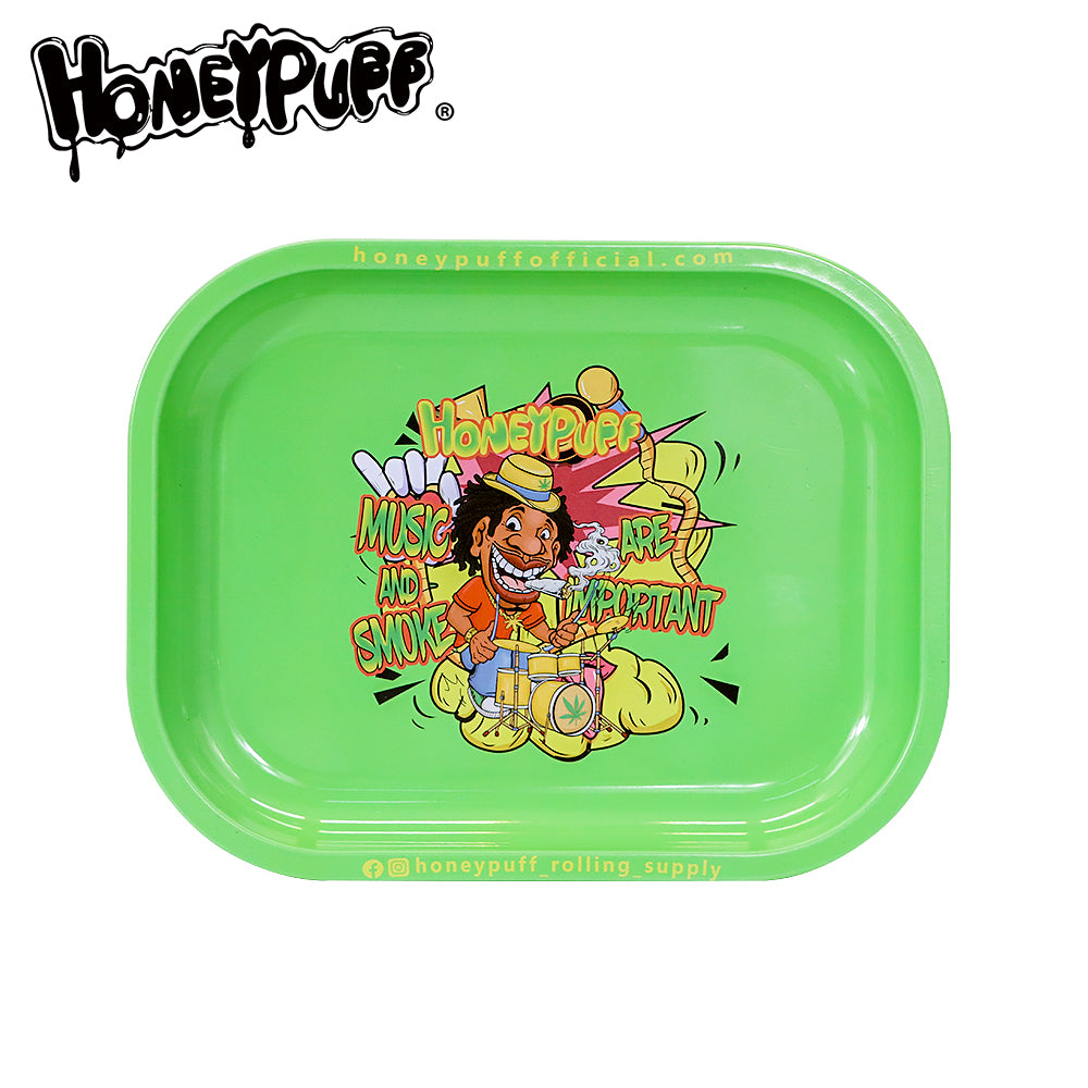 HONEYPUFF brand 180 * 140mm metal square with various designs rolling tray cigarette store accessories