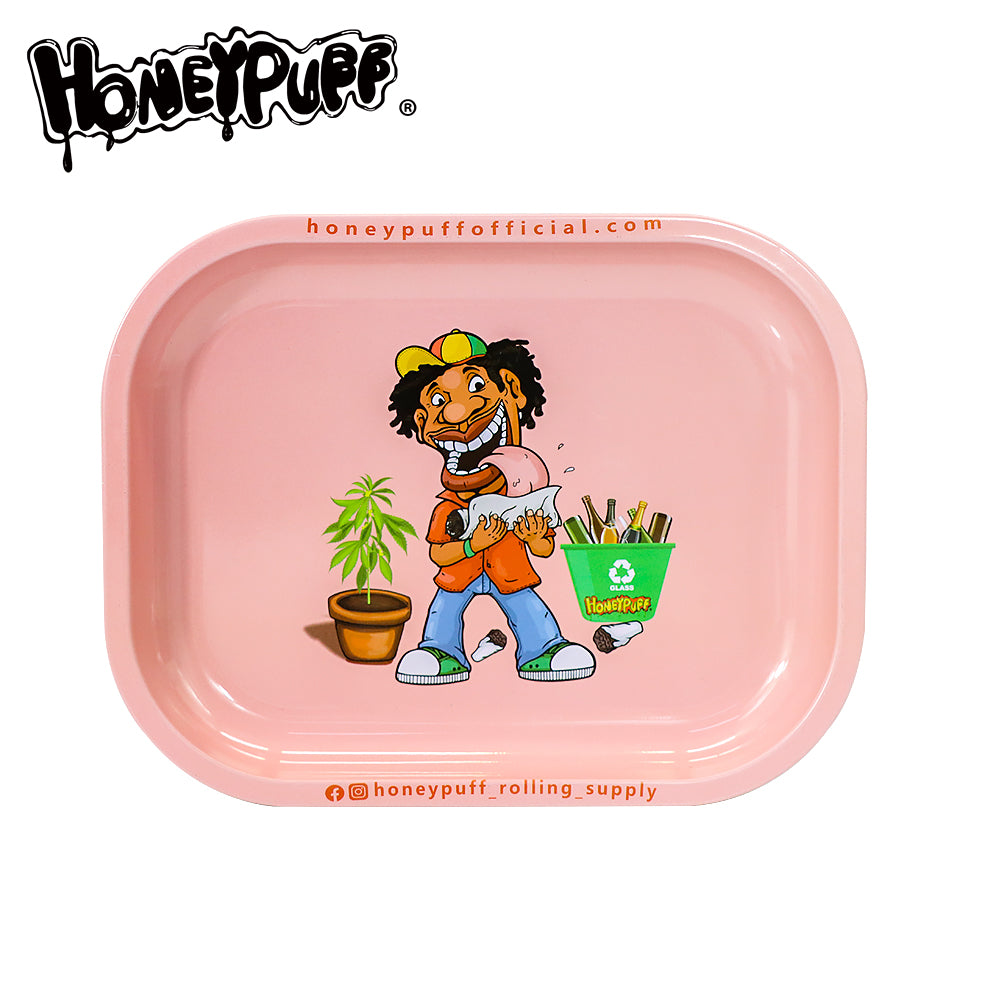 HONEYPUFF brand 180 * 140mm metal square with various designs rolling tray cigarette store accessories