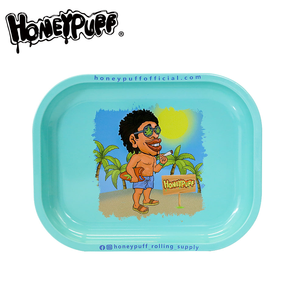 HONEYPUFF brand 180 * 140mm metal square with various designs rolling tray cigarette store accessories