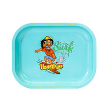 Load image into Gallery viewer, HONEYPUFF Blue Color Tinplate Metal Rolling Tray, 7” x 5.5” Size Portable Cigarette Rolling Paper Tray, Smooth Rounded Edge Rolling Paper Tray
