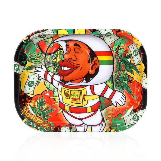HONEYPUFF Tinplate Metal Rolling Tray, 7 x 5.5 Inches Small Size Rolling Trays, Portable Rolling Paper Tray