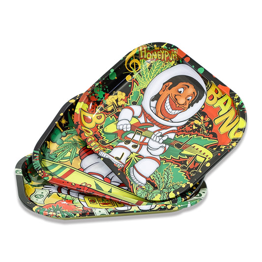 HONEYPUFF Multi Color Tinplate Metal Rolling Tray, 180*140 Size Portable Cigarette Rolling Paper Tray, Smooth Rounded Edge Rolling Paper Tray