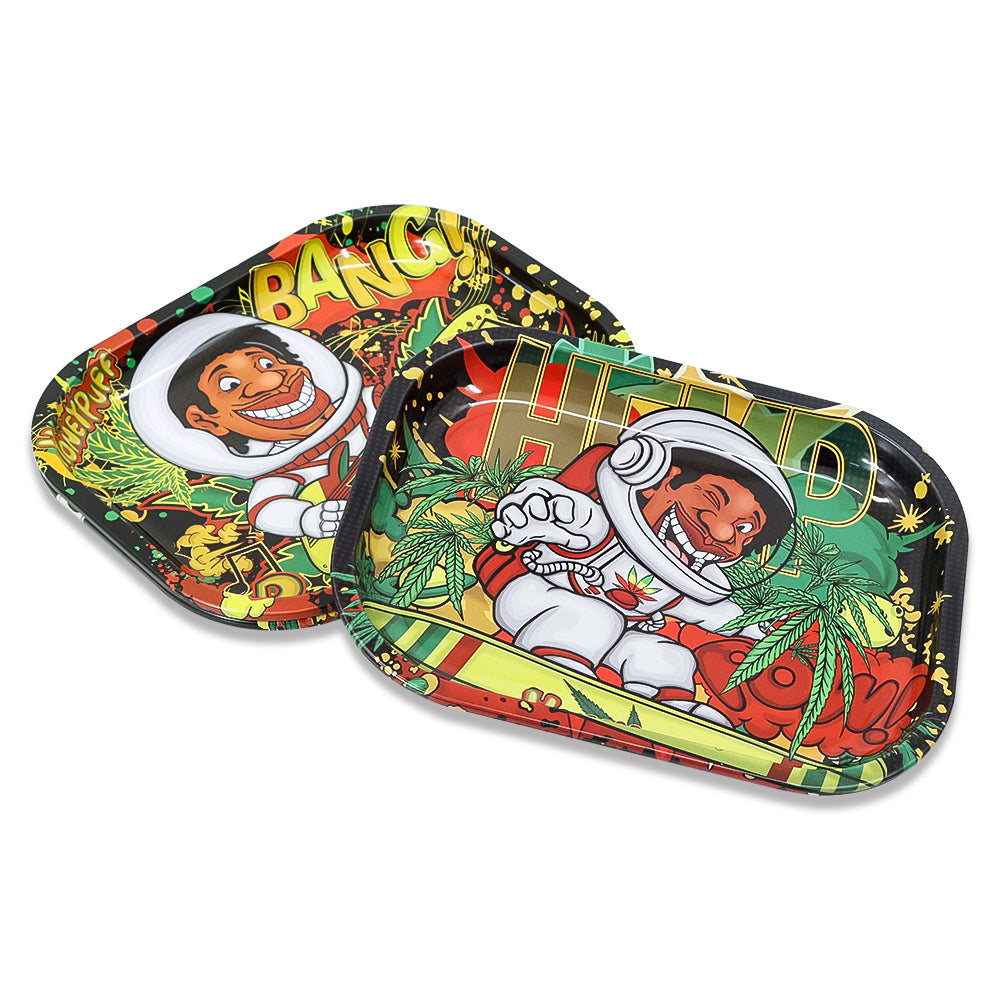 HONEYPUFF Multi Color Tinplate Metal Rolling Tray, 180*140 Size Portable Cigarette Rolling Paper Tray, Smooth Rounded Edge Rolling Paper Tray