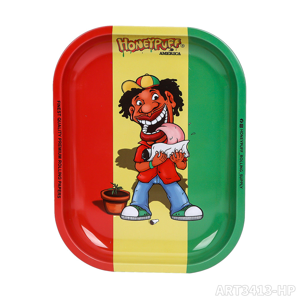 HONEYPUFF brand 180 * 140MM metal square with various designs, hot selling cigarette store accessories