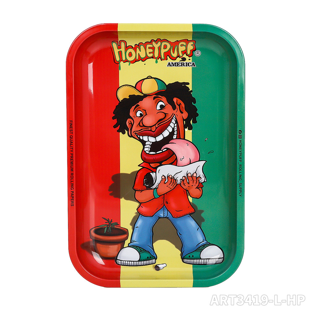 HONEYPUFF brand 287 * 189mm metal square with various designs, hot selling cigarette store accessories
