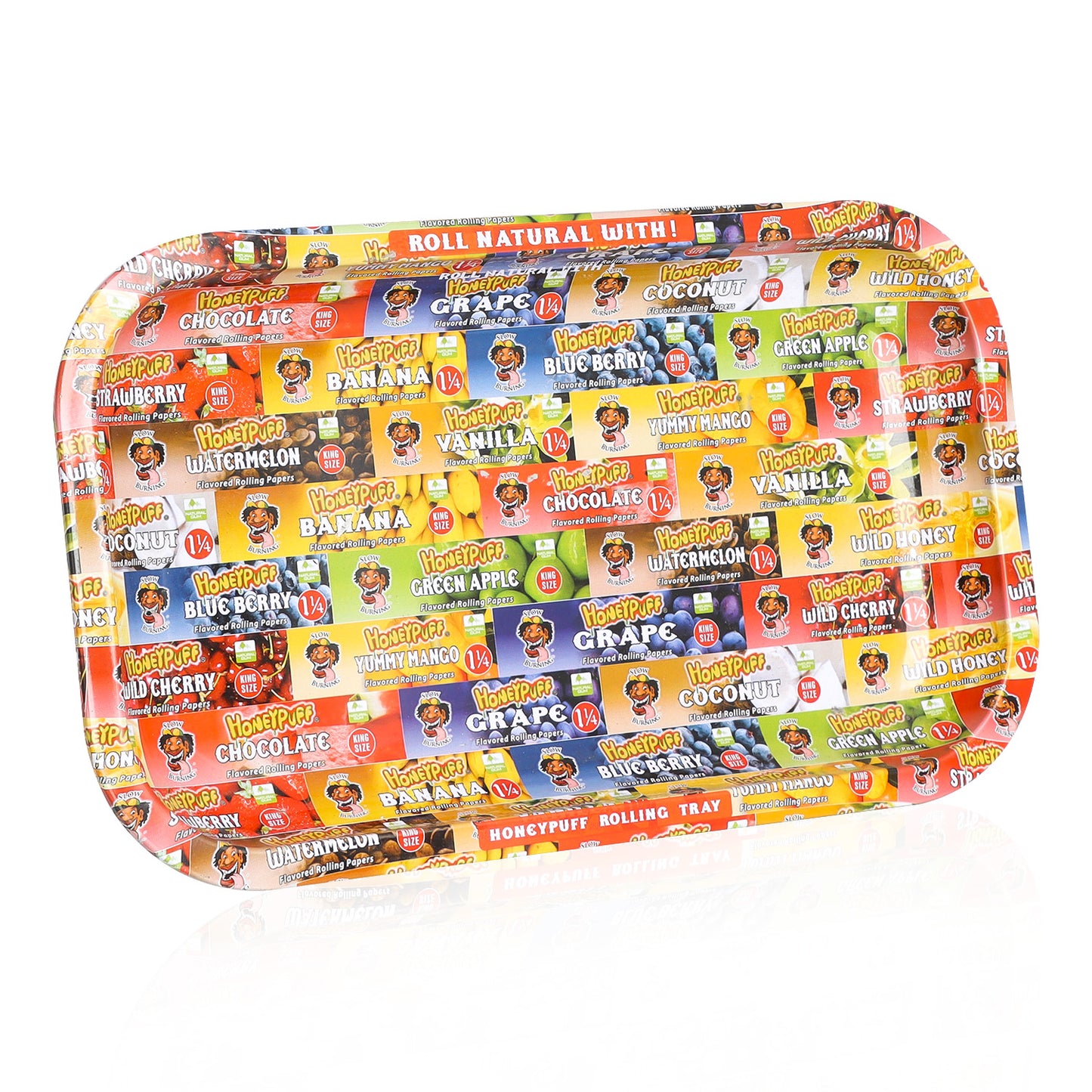 HONEYPUFF Tinplate Metal Rolling Tray, Big Size 11.3” x 7.3” Cigarette Rolling Paper, Smooth Rounded Edge Rolling Paper Trays