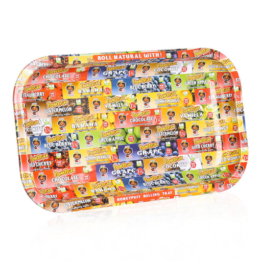HONEYPUFF Tinplate Metal Rolling Tray, Big Size 11.3” x 7.3” Cigarette Rolling Paper, Smooth Rounded Edge Rolling Paper Trays