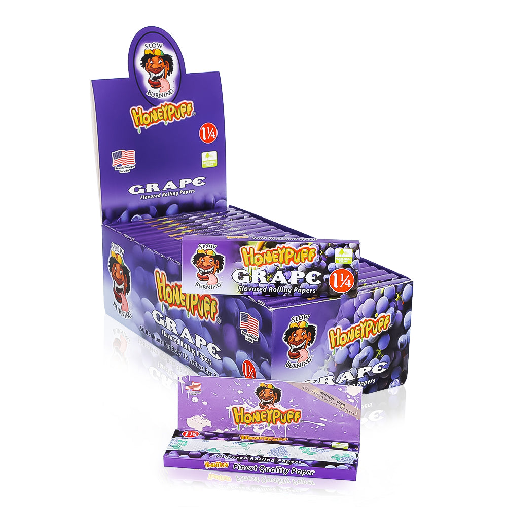 HONEYPUFF 1 1/4 Size Grape Flavored Rolling Papers 12 Packs Flavored Rolling Papers