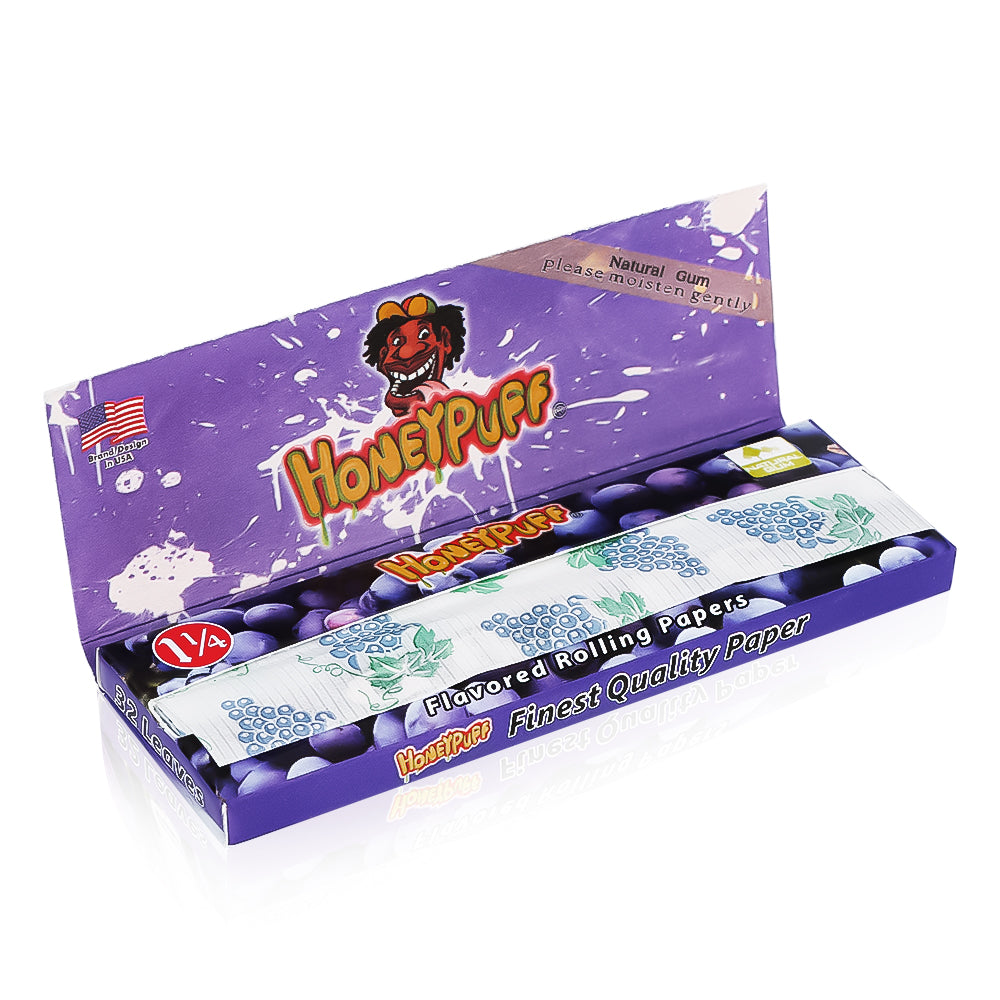HONEYPUFF 1 1/4 Size Grape Flavored Rolling Papers 12 Packs Flavored Rolling Papers