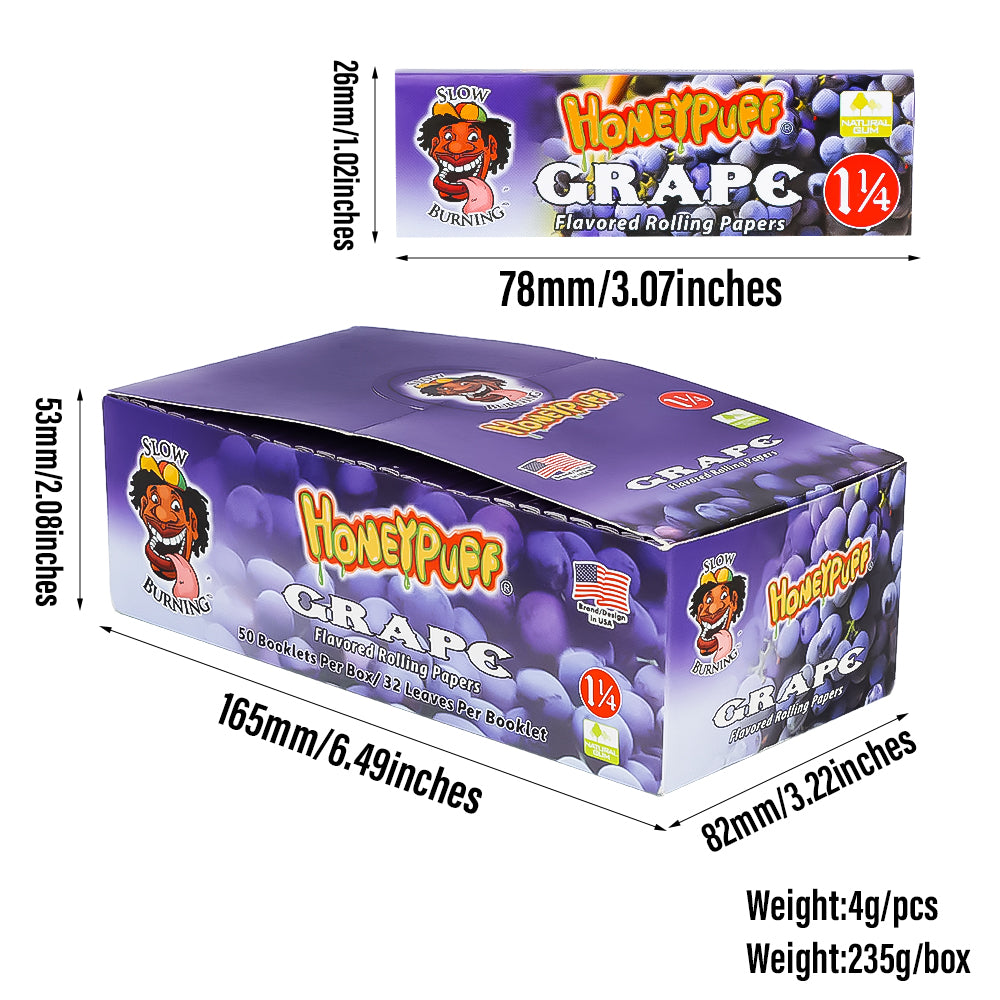 HONEYPUFF 1 1/4 Size Grape Flavored Rolling Papers 12 Packs Flavored Rolling Papers