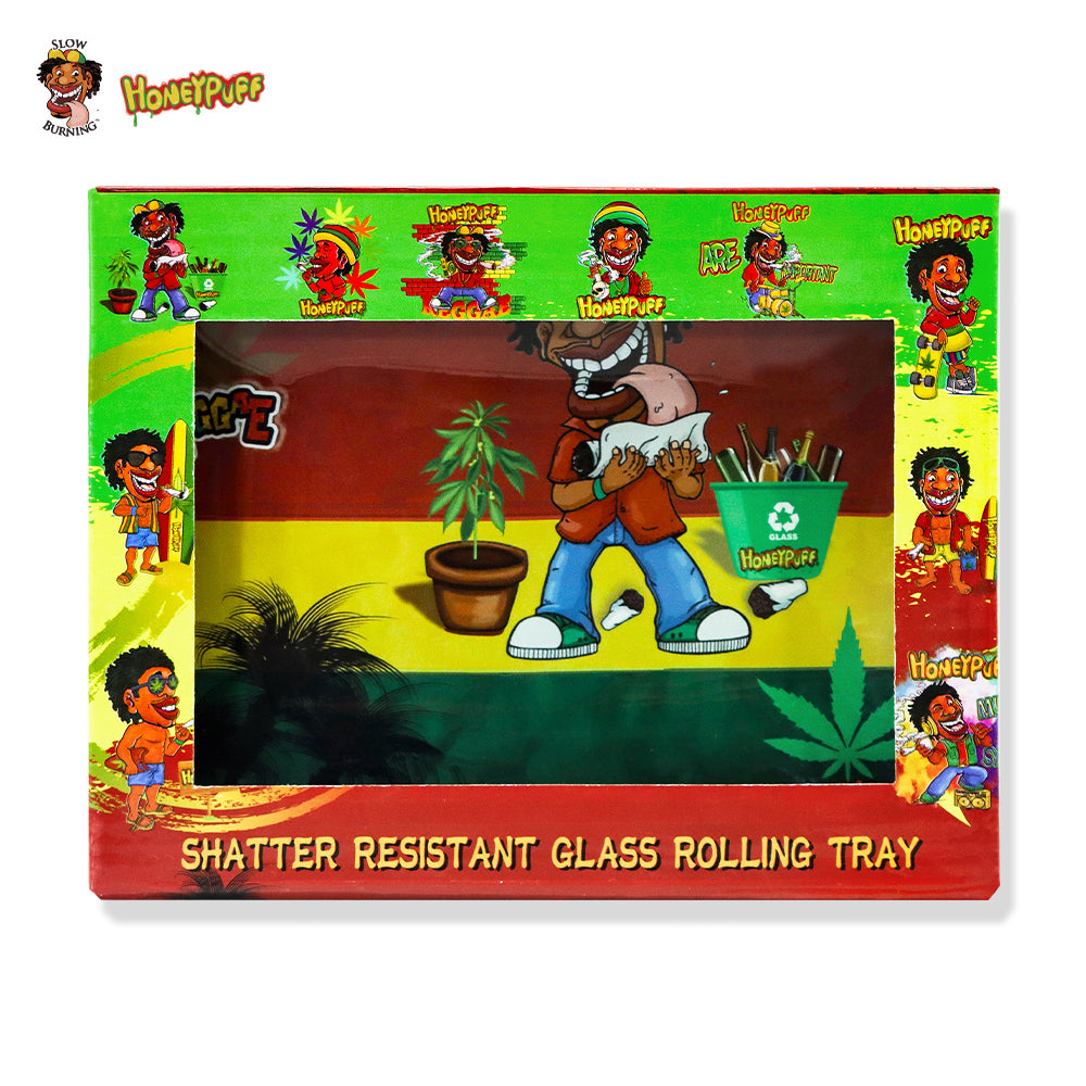 HONEYPUFF brand 161 * 122mm anti drop glass rolling tray cigarette store accessories