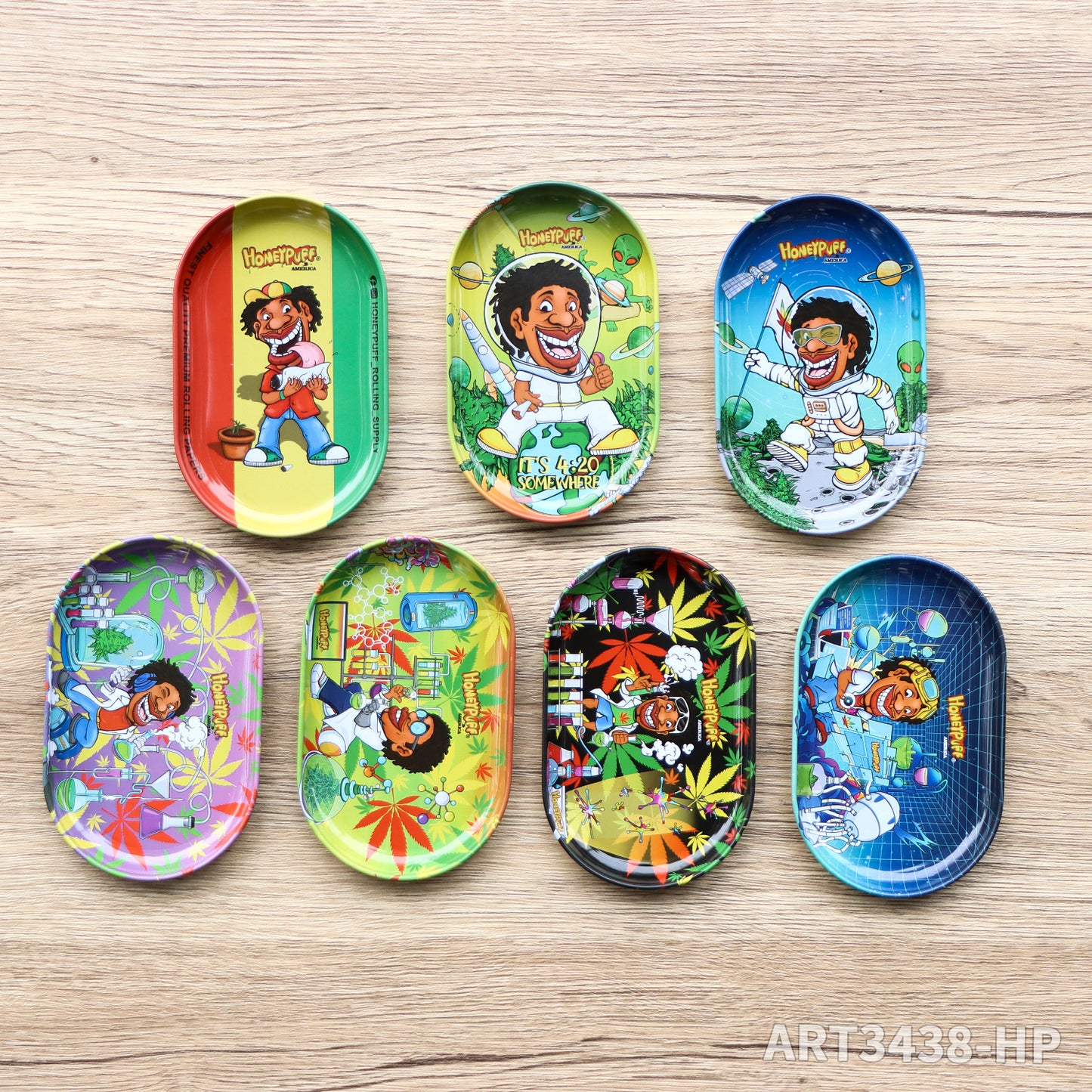 HONEYPUFF brand 130*80mm metal square rolling tray small rolling tray with various designs