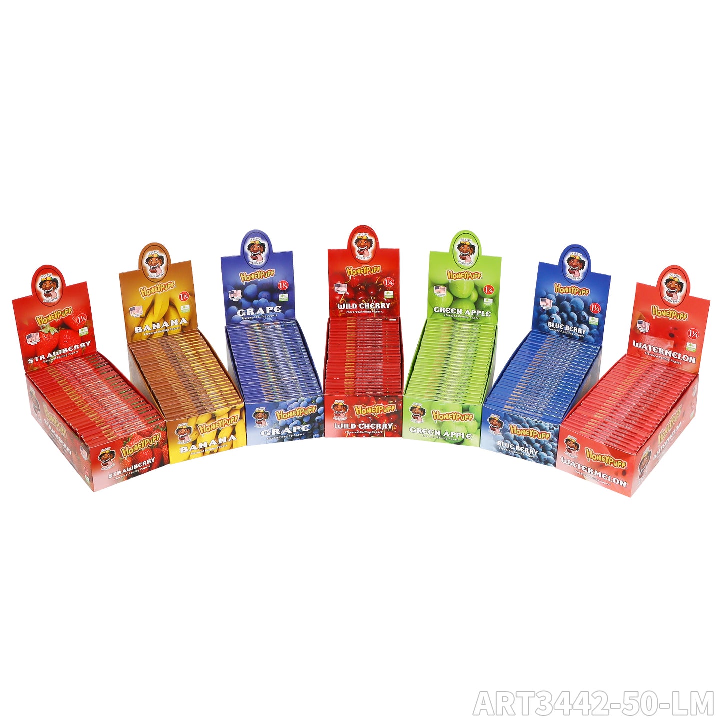 HONEYPUFF 1 1/4 Size Blueberry  Flavored Rolling Papers, Slow Burning Cigarette Rolling Papers (50 PCS)