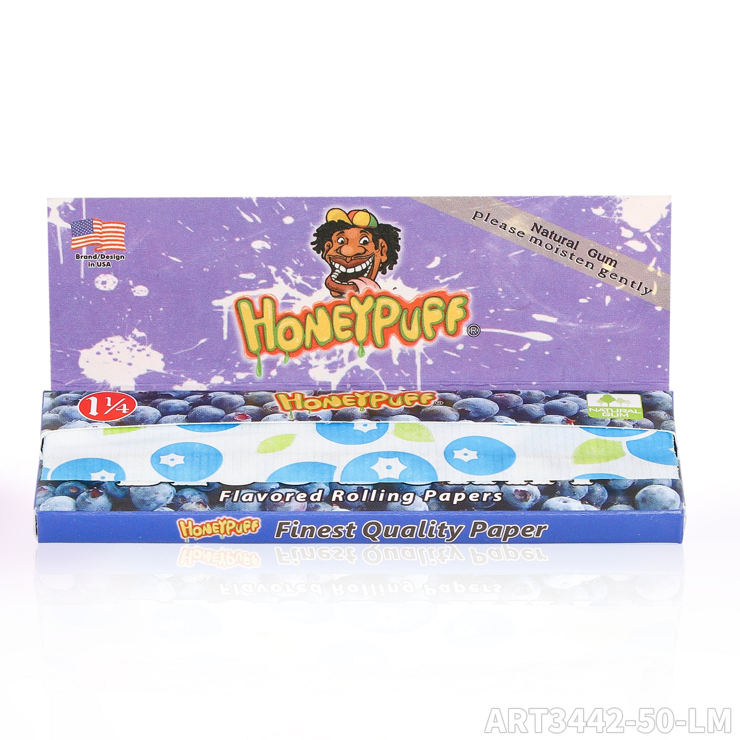 HONEYPUFF 1 1/4 Size Blueberry  Flavored Rolling Papers, Slow Burning Cigarette Rolling Papers (50 PCS)