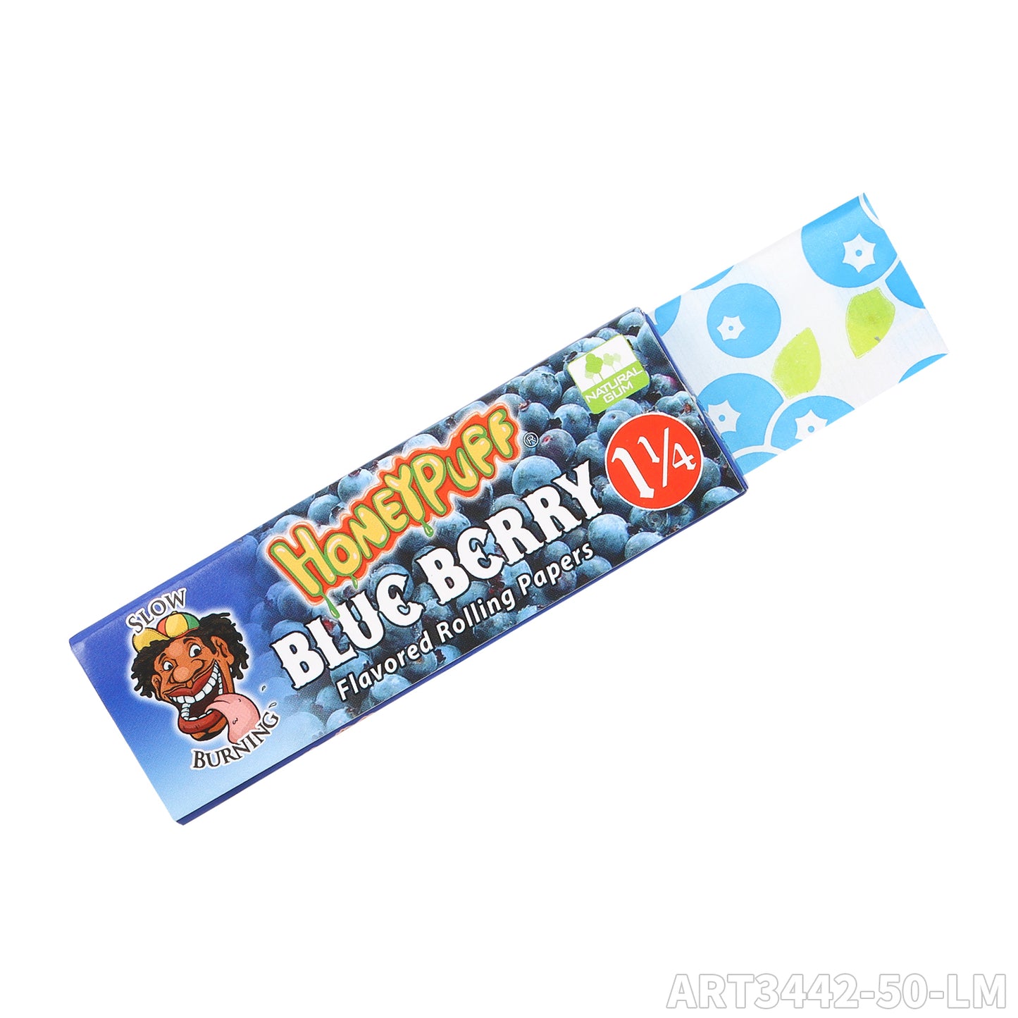 HONEYPUFF 1 1/4 Size Blueberry  Flavored Rolling Papers, Slow Burning Cigarette Rolling Papers (50 PCS)