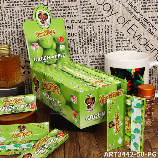 HONEYPUFF 1 1/4 Size Cherry  Flavored Rolling Papers, Slow Burning Cigarette Rolling Papers (50 PCS)