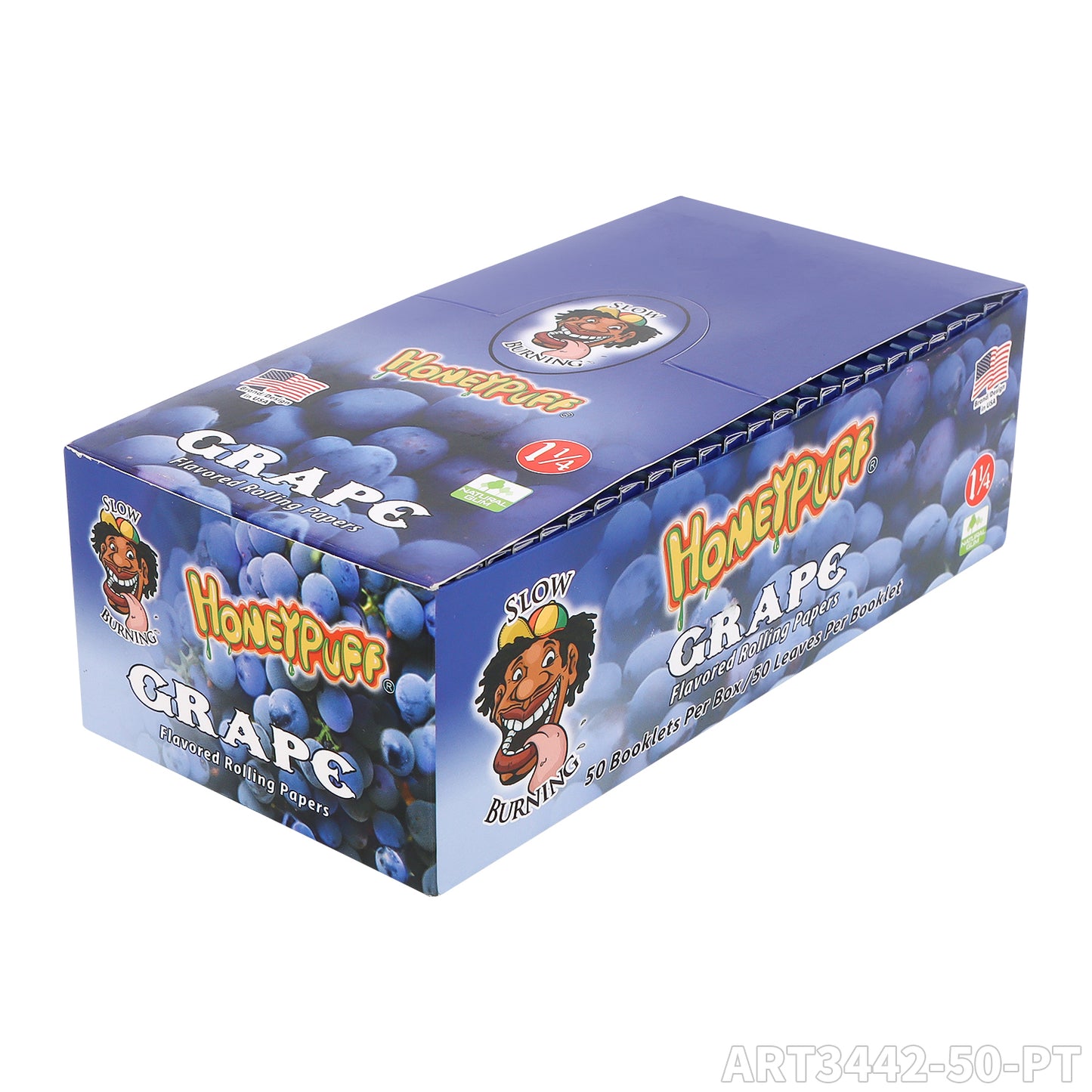 HONEYPUFF 1 1/4 Size grape  Flavored Rolling Papers, Slow Burning Cigarette Rolling Papers (50 PCS)