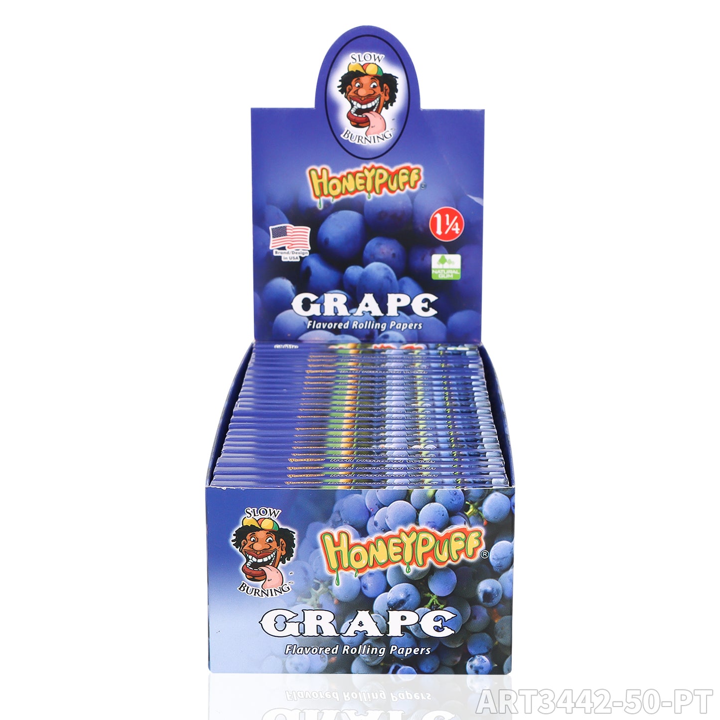 HONEYPUFF 1 1/4 Size grape  Flavored Rolling Papers, Slow Burning Cigarette Rolling Papers (50 PCS)