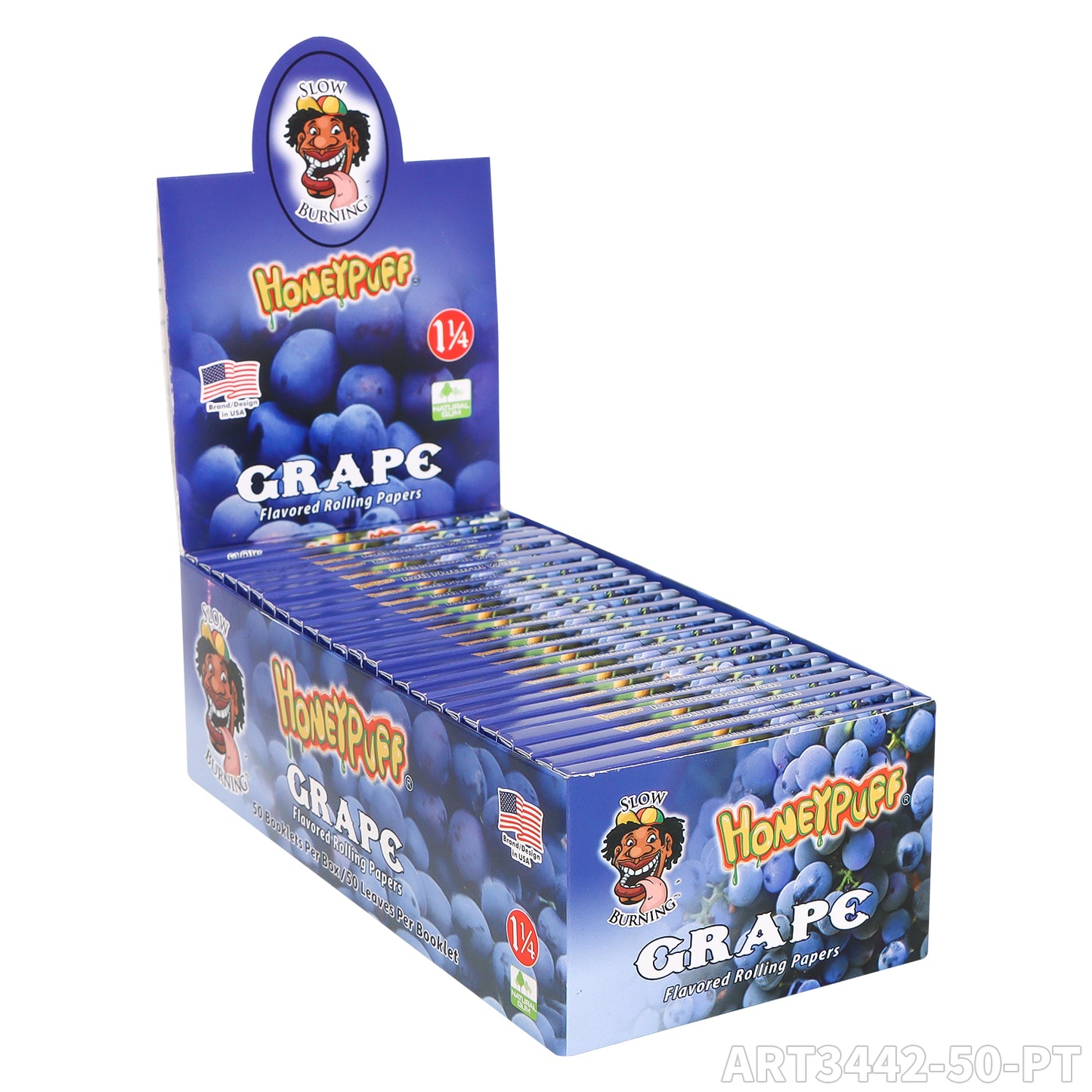 HONEYPUFF 1 1/4 Size grape  Flavored Rolling Papers, Slow Burning Cigarette Rolling Papers (50 PCS)
