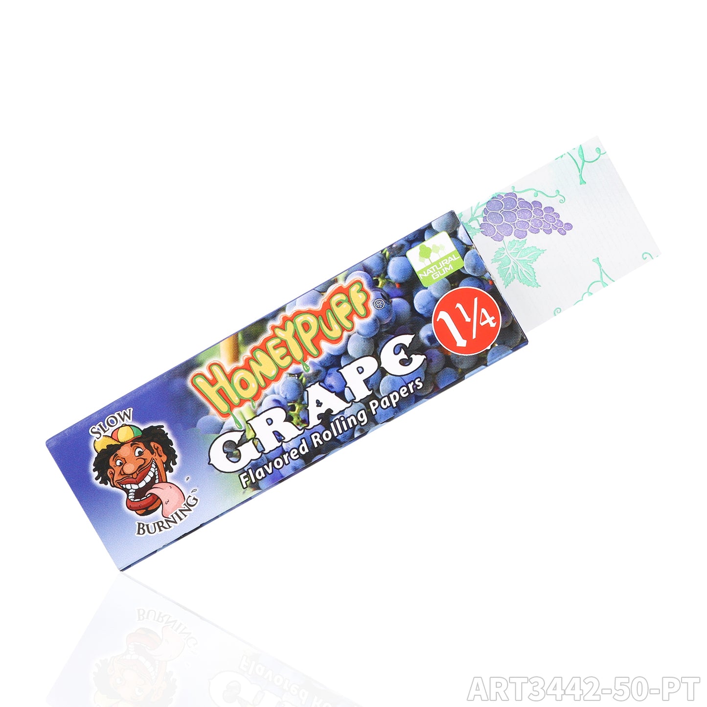 HONEYPUFF 1 1/4 Size grape  Flavored Rolling Papers, Slow Burning Cigarette Rolling Papers (50 PCS)