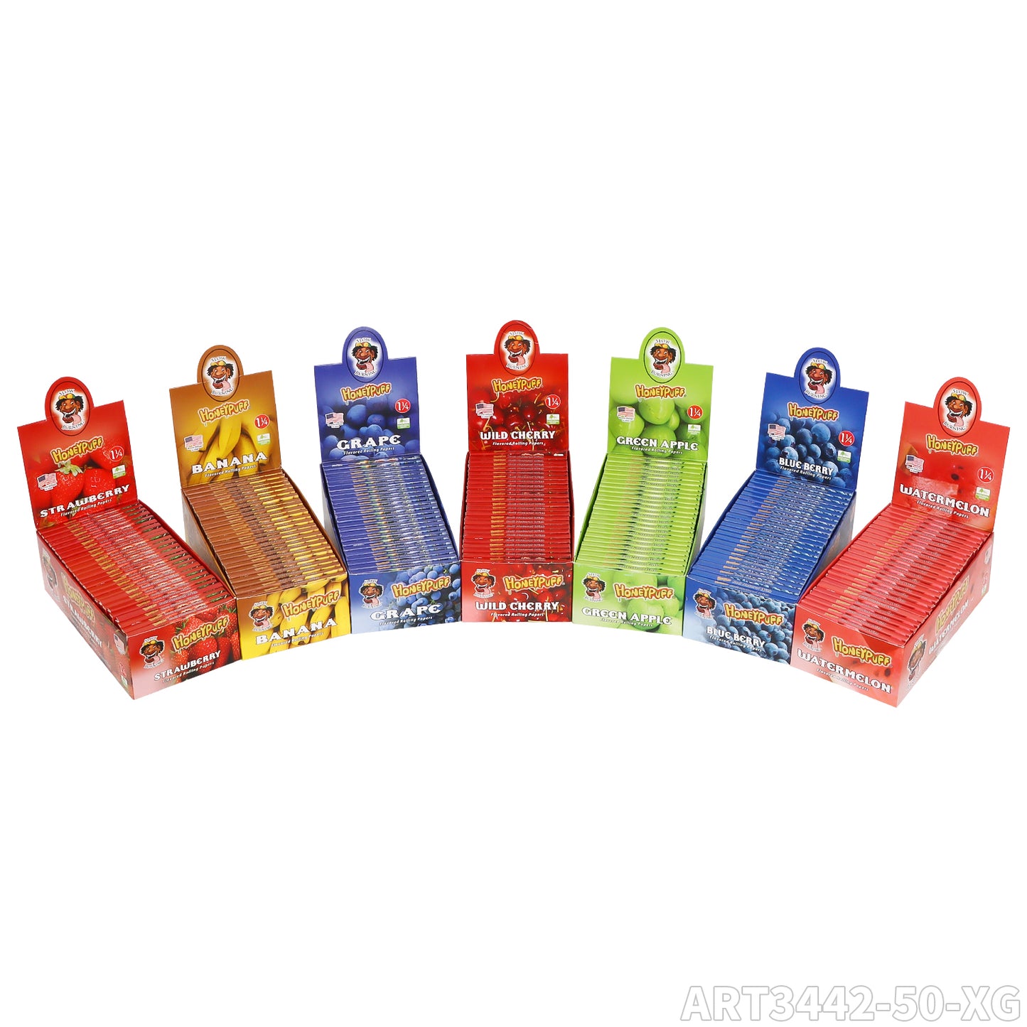 HONEYPUFF 1 1/4 Size ART3442-50-XG Flavored Rolling Papers, Slow Burning Cigarette Rolling Papers (50 PCS)