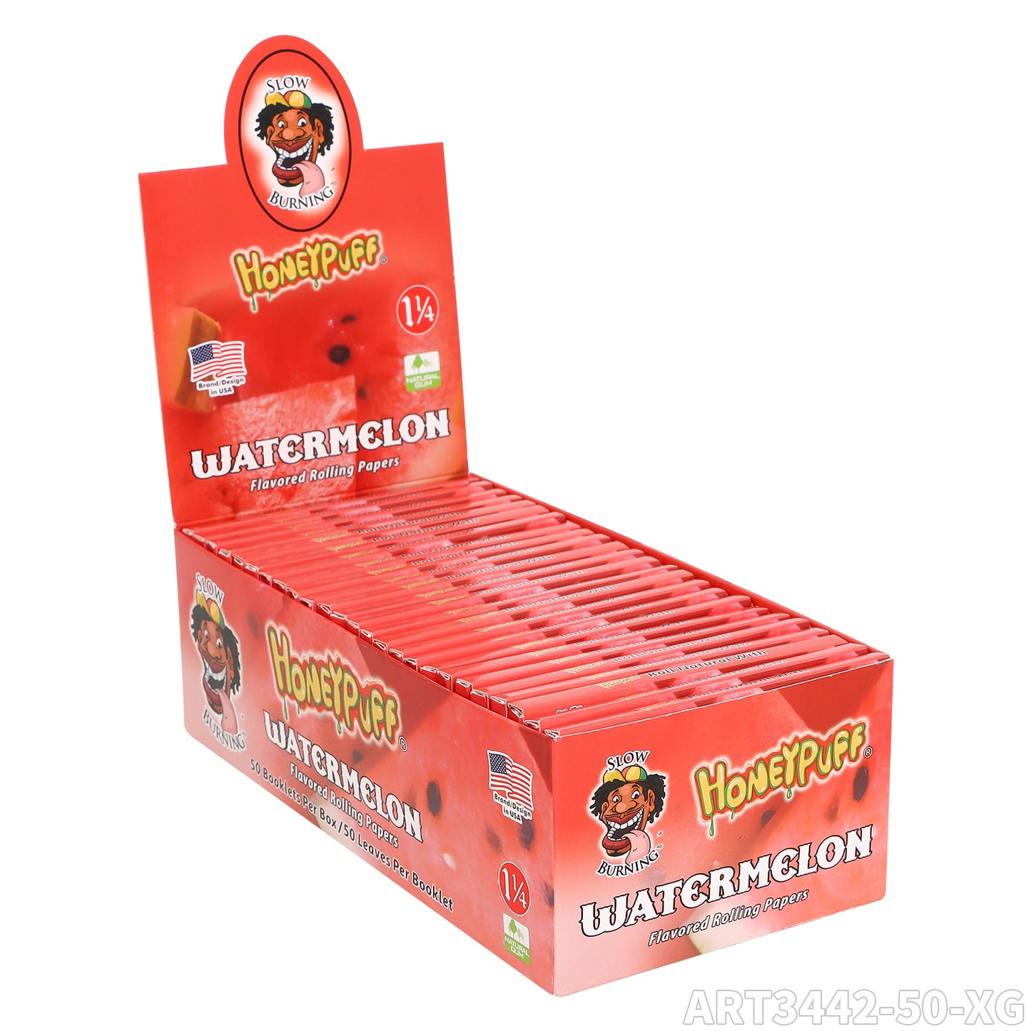 HONEYPUFF 1 1/4 Size ART3442-50-XG Flavored Rolling Papers, Slow Burning Cigarette Rolling Papers (50 PCS)